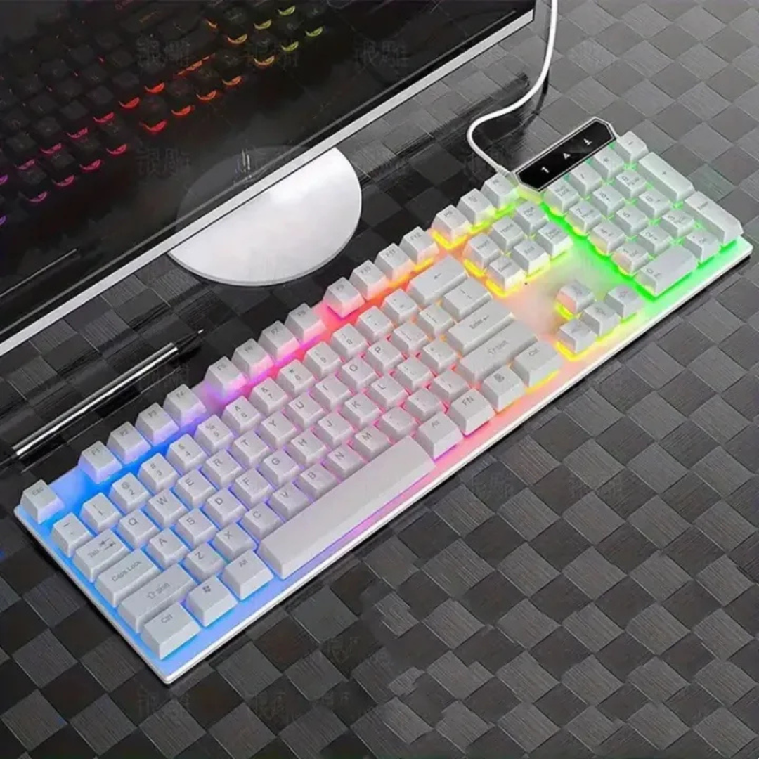 WHITE GAMING KEYBOARD WITH RGB LIGHTS