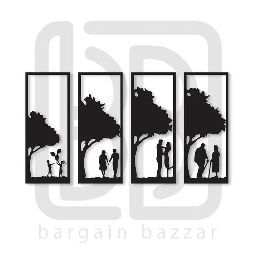 FAMILY WOODEN WALL CLOCK TREE