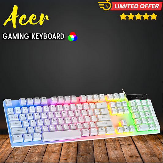 WHITE GAMING KEYBOARD WITH RGB LIGHTS