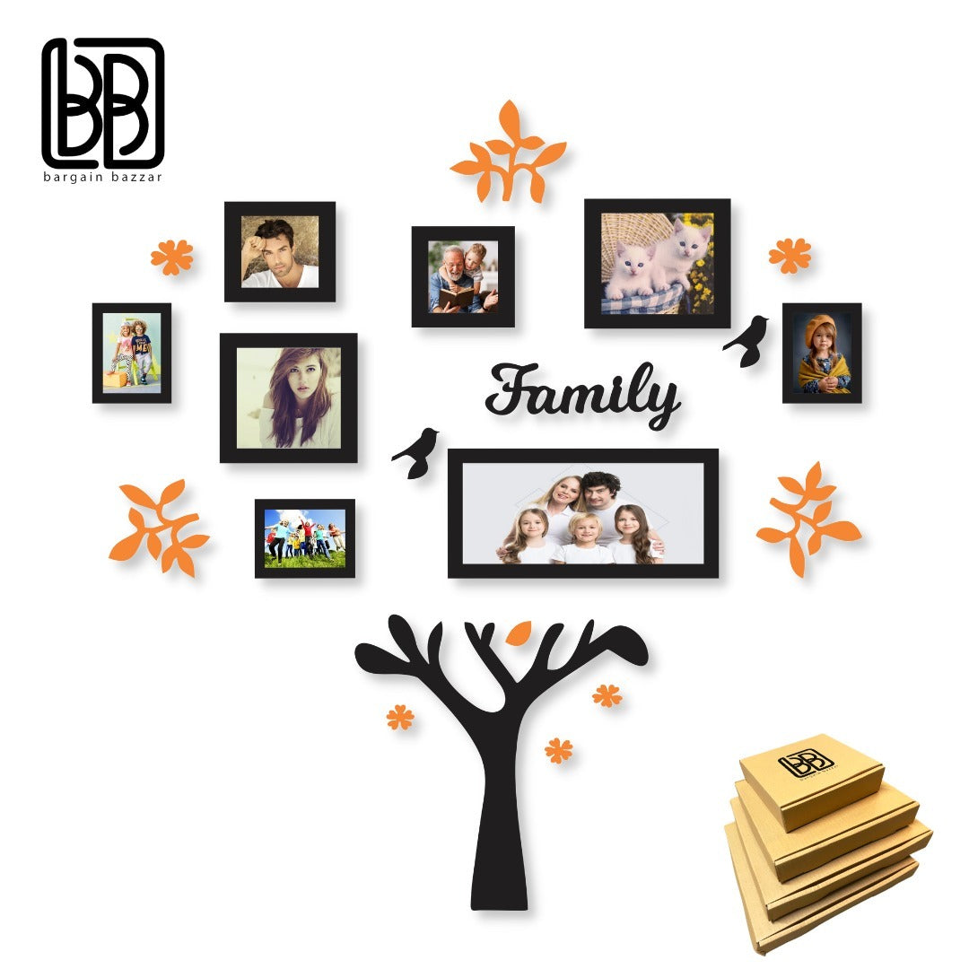 FAMILY WOODEN WALL CLOCK TREE